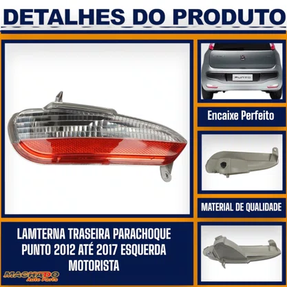 Lanterna Traseira Parachoque Punto 2012 a 2017 Lado Esquerdo Motorista FITAM