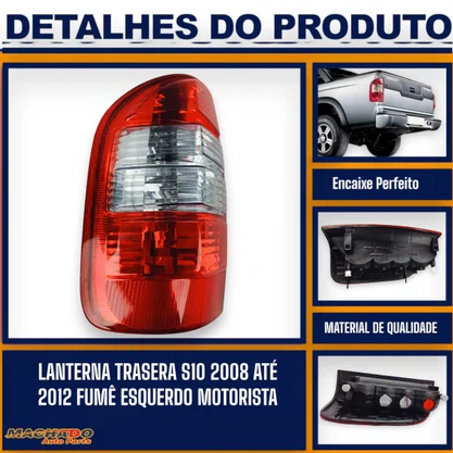 Lanterna Traseira S10 2008 a 2012 Fumê Lado Esquerdo Motorista - FITAM