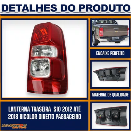 Lanterna Traseira S10 2012 a 2018 Sem Led Bicolor Lado Direito Passageiro