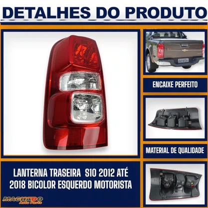 Lanterna Traseira S10 2012 a 2018 Sem Led Bicolor Lado Esquerdo Motorista - FITAM