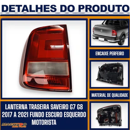 Lanterna Traseira Saveiro G7,G8 2017 a 2021 Bicolor Fundo Escuro Esquerda FITAM 
