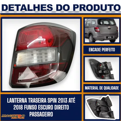 Lanterna Traseira Spin Active 2013 a 2018 Borda Preta Fundo Escuro Lado Direito Passageiro FITAM
