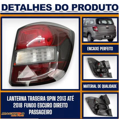 Lanterna Traseira Spin Active 2013 a 2018 Borda Preta Fundo Escuro Lado Direito Passageiro FITAM