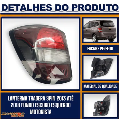 Lanterna Traseira Spin Active 2013 a 2018 Borda Preta Fundo Escuro Lado Esquerdo Motorista FITAM