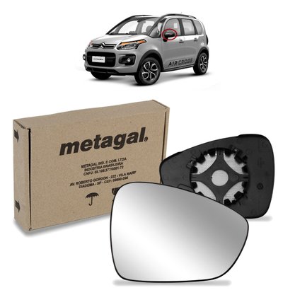 Lente C/ Base Refil Retrovisor C3 Picasso Aircross 2011 a 2021 Direito Caroneiro METAGAL Lente C/ Base Refil Retrovisor C3 Picasso Aircross 2011 a 2021 Direito Caroneiro METAGAL