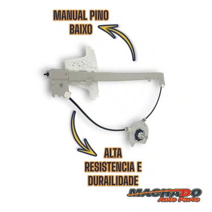 Máquina de Vidro Manual Fox 2009 a 2021 2 Portas Pino Baixo Lado Esquerdo