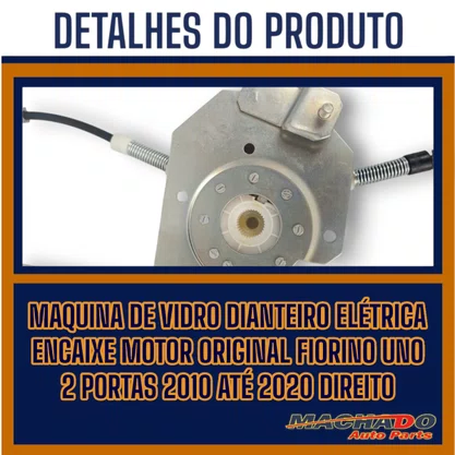 Máquina Vidro Dianteira Elétrica Encaixe Motor Original Fiorino Uno 2 Portas 2010 a 2020 Direito Caroneiro