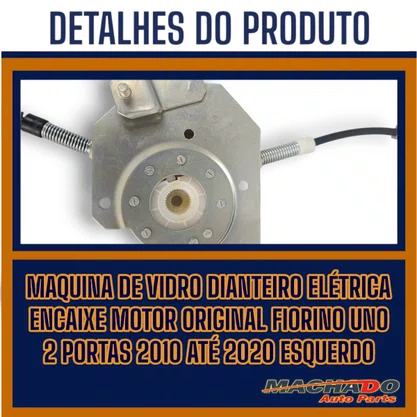Máquina Vidro Dianteira Elétrica Encaixe Motor Original Fiorino Uno 2 Portas 2010 a 2020 Esquerdo Motorista