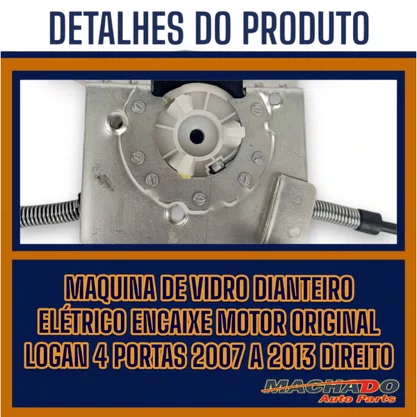Maquina Vidro Dianteira Elétrica Encaixe Motor Original Logan 4 Portas 2007 a 2013 Direita Passageiro