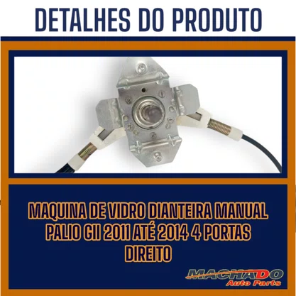 Maquina Vidro Dianteira Manual Palio Novo 2011 Até 2014  Direita
