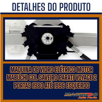 Máquina Vidro Elétrico Encaixe Motor Mabuchi Gol Saveiro Parati Voyage 2 Portas 1980 Até 1996 Esquerdo Motorista 