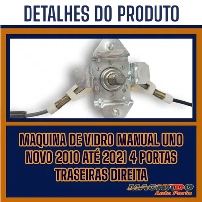 Maquina Vidro Manual Uno Novo 2010 Até 2021 4Portas Traseira Direita Passageiro