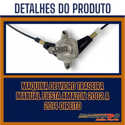 Máquina Vidro Traseira Manual Fiesta Amazon 2002 a 2014 Direito Caroneiro