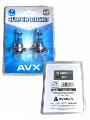 Par Lâmpada Super Branca H7 Super Light 55W AVX