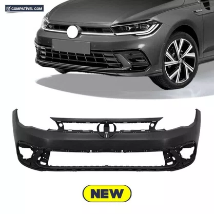 Parachoque Dianteiro Polo 2022 a 2025  Preto Liso Sem Sensor