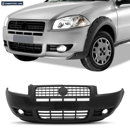 Parachoque Dianteiro Strada Working 2009 a 2013 Com Furo Milha e Furo Lateral Preto Liso 