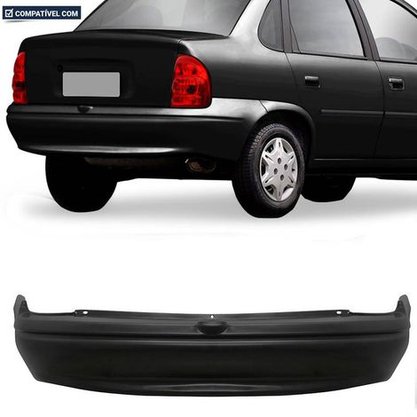 Parachoque Traseiro Corsa Sedan 1996 a 2010 Preto Liso