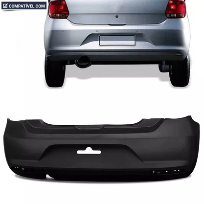 Parachoque Traseiro Gol G6 2013 a 2016 Preto Liso com Furo Para Refletor 