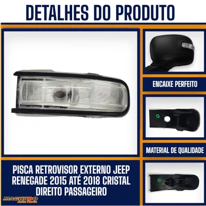 Pisca Retrovisor Externo Jeep Renegade 2015 Até 2018 Cristal Direito Passageiro - FITAM