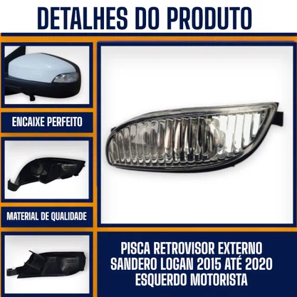 Pisca Retrovisor Externo Sandero / Logan 2015 a 2020 Esquerdo FITAM