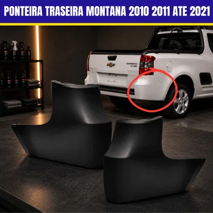 Ponteira Parachoque Traseiro  Montana 2010 a 2021 Traseiro Preto Liso Esquerdo