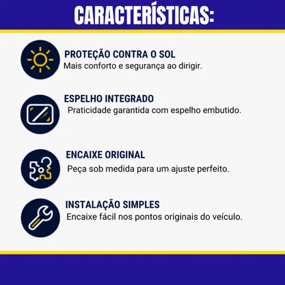 Quebra-Sol Renaut Logan/Sandero 2008 a 2020 Duster 2012 a 2020 Com Espelho Cinza Direito