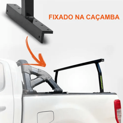 Rack de Aço Alto Traseiro Universal Sobre a Caçamba e Caminhonete Com Capota Maritima Back Rider LONG LIFE