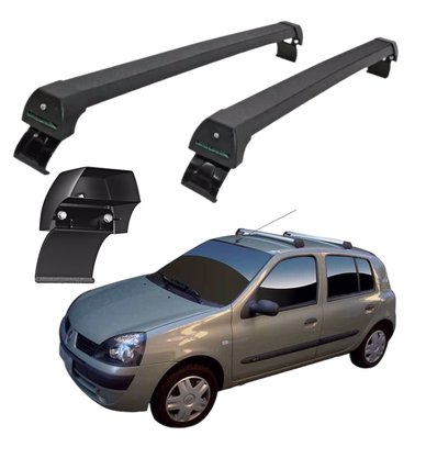 Rack de teto Clio Hatch e Sedan 2000 a 2016 e Symbol 2009 a 2013 4 portas Sport Preto LONG LIFE 