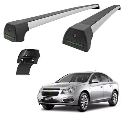 Rack de Teto Cruze Hatch e Sedan 2008 a 2016 Sports Prata  LONG LIFE 