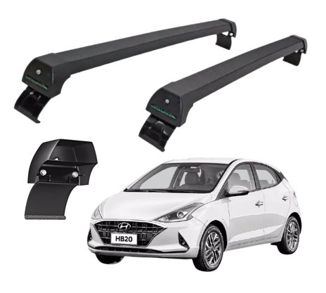 Rack de Teto HB20 Hatch e Sedan após 2020 Sport Preto  (Exceto HB20x) LONG LIFE 