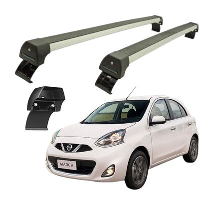 Rack de Teto Nissan March 2012 a 2020 Sports Prata  LONG LIFE 