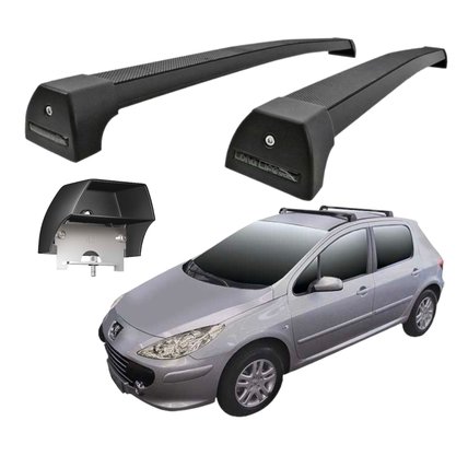 Rack de Teto Peugeot 307 2001 a 2012 Sports Preto  LONG LIFE 