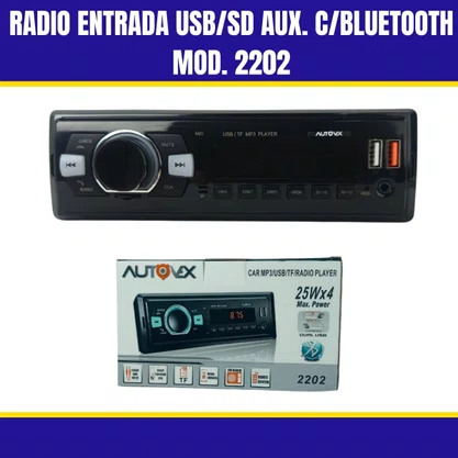 Radio Entrada USB/SD Aux. C/Bluetooth Mod. 2202