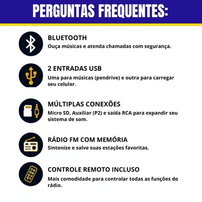 Radio Entrada USB/SD Aux. C/Bluetooth Mod. 2202