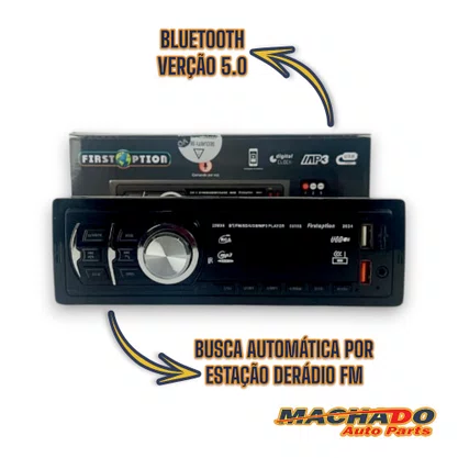 Radio MP3 Player Som Automotivo USB Cartão SD AUX Bluetooth