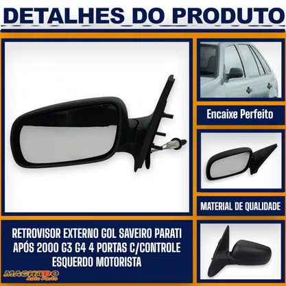 Retrovisor Ext. Gol Saveiro Parati G3 G4 00/14 4P CC Direito