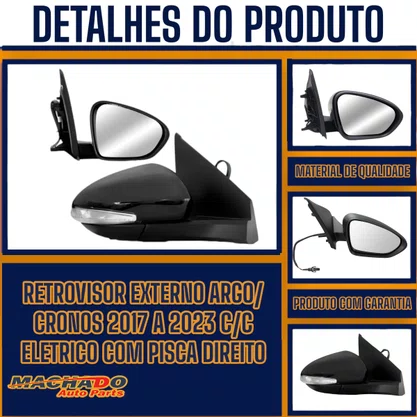 Retrovisor Externo Argo/Cronos 2017 A 2023 C/C Eletrico Com Pisca Direito