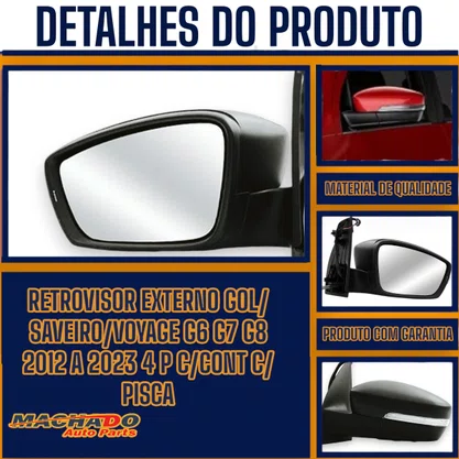 Retrovisor Externo Gol/Saveiro/Voyage G6 G7 G8 4 P C/C  Eletrico C/ Pisca Esquerdo