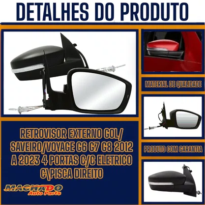 Retrovisor Externo Gol/Saveiro/Voyage G6 G7 G8 4 P C/Cont. C/Pisca Direito
