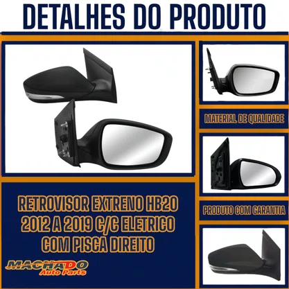 Retrovisor Externo HB20 2012 A 2019 C/C Eletrico Com Pisca Direito