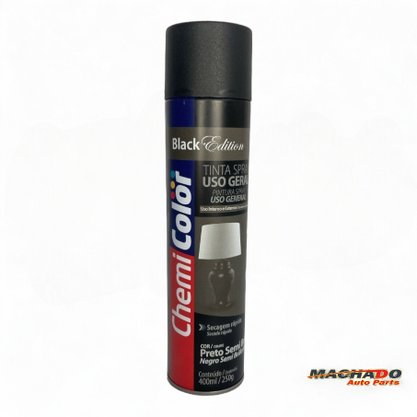 Tinta Spray Preto Semi Brilho Uso Geral 400ml CHEMICOLOR