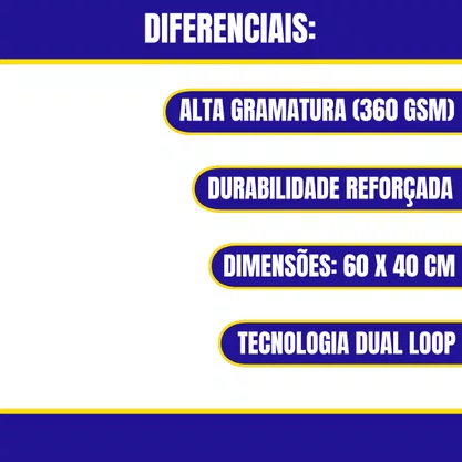 Toalha De Microfibra Dual Loop 60X40CM 360GSM Com Borda Amarela