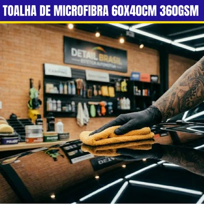 Toalha De Microfibra Dual Loop 60X40CM 360GSM Com Borda Amarela