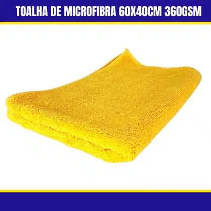 Toalha De Microfibra Dual Loop 60X40CM 360GSM Com Borda Amarela