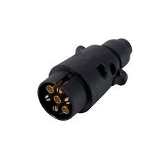 Tomada Macho Engate Reboque Preta 6 Polos Redonda 12v 