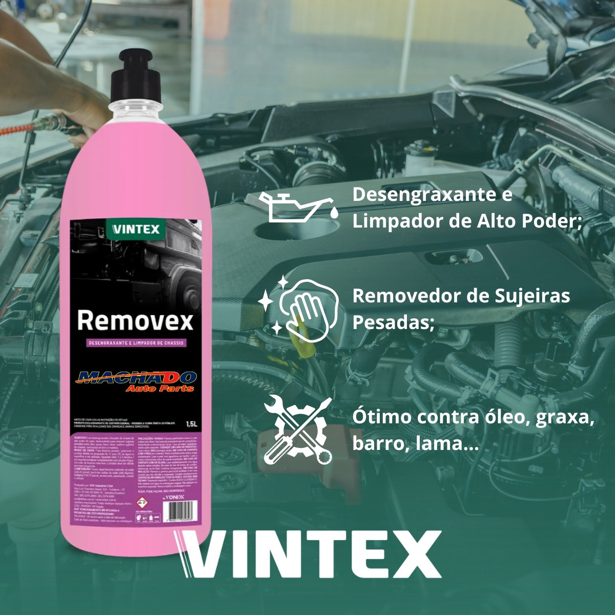 Removex Desengraxante e Limpador de Chassis 1,5l - VINTEX Removex Desengraxante e Limpador de Chassis 1,5l - VINTEX