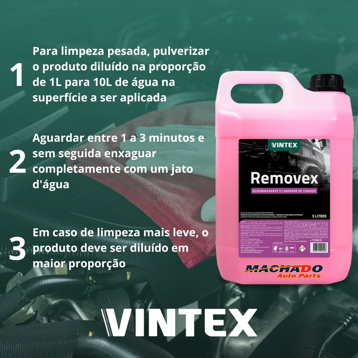 Removex Desengraxante e Limpador de Chassis 5l - VINTEX Removex Desengraxante e Limpador de Chassis 5l - VINTEX