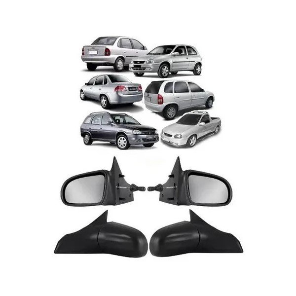Retrovisor Externo Corsa 1994 a 2002 Classic 2003 a 2016 Corsa Wagon 1997 a 2001 Corsa Pick up 1995 a 2003 com Controle Interno Manual Lado Esquerdo Motorista CODISA