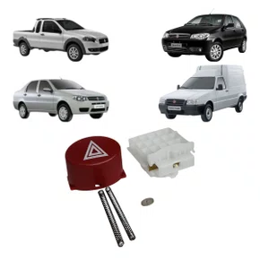 Botão Interruptor Alerta Uno Palio Siena Strada Fiorino 2008 a 2014 Modelo Original 