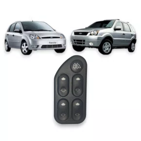 Botão Interruptor Vidro Elétrico Fiesta Ecosport Ranger 2003 a 2014 Quadruplo Com Trava Lado Esquerdo 
